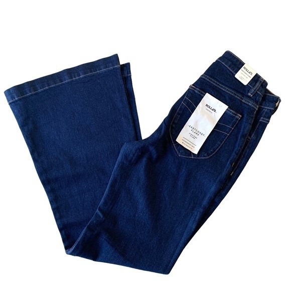 ROLLA’S EASTCOAST HIGH RISE FLARE ORGANIC COTTON JEANS IN LUX BLUE - Picture 11 of 15